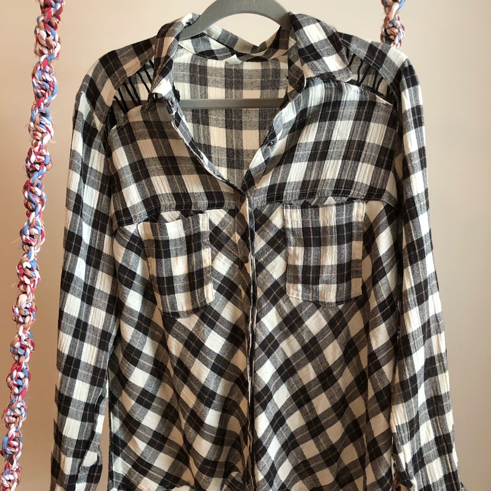 NWOT: Free People Plaid Button Down
